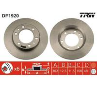 2x TRW DF1920 Disco de freno Delantero para TOYOTA LAND CRUISER 80 (J8) 302mm
