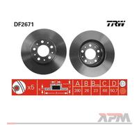 2x TRW DF2671 Disco De Freno Para Volvo C70 I 872 873 S70 S90 V90 850 940 940 II