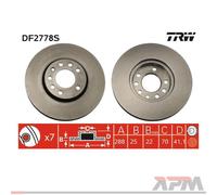 2x TRW DF2778S Disco Freno para Opel Vectra B Cc J96 Saab 9-3 YS3D Lotus Elise