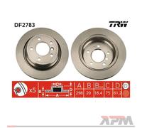 Disco de freno TRW DF2783 trasero, ventilado , altamente carbonizado, 1 Pieza
