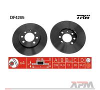Disco de freno TRW DF4205 delantero, ventilado , altamente carbonizado, 1 Pieza