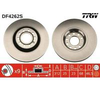 2x TRW DF4262S Disco de freno Delantero para VW Passat B5 Variant (3B5) 312mm