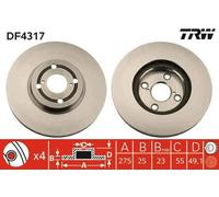 2x TRW DF4317 Disco de freno Delantero para TOYOTA COROLLA (ZZE12, NDE12, ZDE12)