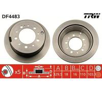 2x TRW DF4483 Disco de freno Trasero para TOYOTA LAND CRUISER 100 (UZJ100) 329mm