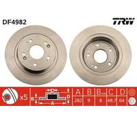 2x TRW DF4982 Disco de freno Trasero para HONDA ACCORD VIII Kombi 282mm