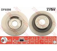 2x TRW DF6598 Disco de freno Trasero para MITSUBISHI ASX (GAW) 302mm