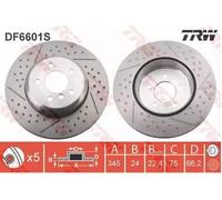 2x TRW DF6601S Disco de freno para BMW 3 Touring (F31) 3 GT (F34) 345mm