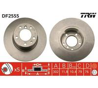 2x TRW Disco de freno Delantero para BMW 5 Sedán (E34) 5 Touring (E34) 302mm