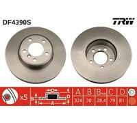 2x TRW Disco de freno Delantero para BMW 7 (E65, E66, E67) 324mm DF4390S