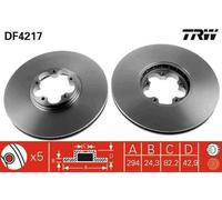 2x TRW Disco de freno Delantero para FORD TRANSIT Furgón (FA) 294mm DF4217