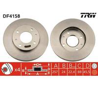 2x TRW Disco de freno Delantero para HYUNDAI SONATA IV (EF) COUPE (RD) 257mm