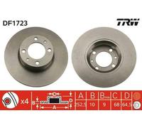 2x TRW Disco de freno Delantero para LADA 1200-1600 Berlina 253mm DF1723
