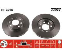 2x TRW Disco de freno Delantero para OPEL Corsa C Hatchback (X01) 240mm DF4236