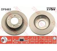 2x TRW Disco de freno Delantero para SSANGYONG RODIUS RODIUS II Stavic SUV 300mm