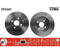 2x TRW Disco de freno Delantero para TOYOTA COROLLA Verso (ZER, ZZE12, R1) 255mm