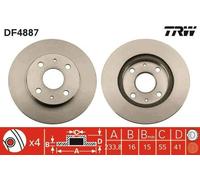 2x TRW Disco de freno Delantero para TOYOTA DUET (M11, M10) 234mm DF4887