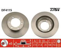 2x TRW Disco de freno Delantero para TOYOTA LAND CRUISER 90 (J9) 319mm DF4115