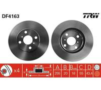 2x TRW Disco de freno Delantero para TOYOTA Yaris Hatchback (P1) MR 2 III (ZZW3)