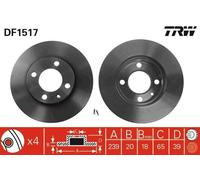 2x TRW Disco de freno Delantero para VW GOLF II (19E, 1G1) GOLF III (1H1) 239mm