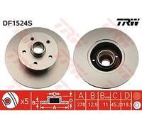 2x TRW Disco de freno DF1524S vorne para VW TRANSPORTER III Bus