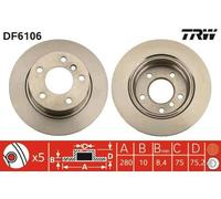 2x TRW Disco de freno Trasero para BMW Z4 Roadster (E85) 280mm DF6106