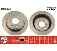 2x TRW Disco de freno Trasero para HONDA CIVIC VI Hatchback (EJ, EK) 239mm