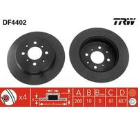 2x TRW Disco de freno Trasero para HONDA CIVIC VII Hatchback (EU, EP, EV) 260mm