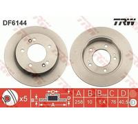 2x TRW Disco de freno Trasero para HYUNDAI ix20 (JC) para KIA VENGA (YN) 258mm