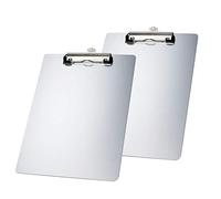 2x TUKA A4 Portapapeles de Aluminio con Pinza, Abrazadera de metal Recubierto de Goma, Tablilla con Sujetapapeles, Gran Resistencia, Robusto Aluminio - Juego de 2, Color Plata TKD8025-silver-2x