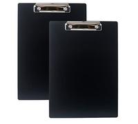 2x TUKA A4 Portapapeles de Aluminio con Pinza, Abrazadera de metal Recubierto de Goma, Tablilla con Sujetapapeles, Gran Resistencia, Robusto Aluminio Portapapeles - Juego de 2, Negro TKD8025-black-2x