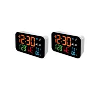2X Tuya WiFi Reloj Calendario Termómetro Inteligente Higrómetro con Pantalla LED Digital Soporte WIFI Autocalibración