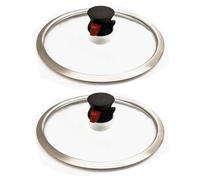 2x Universal Tapa de Vidrio Ø 26cm Edelstahlrand Con Válvula Olla la Cacerola