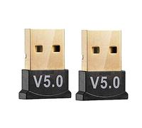 2X USB Bluetooth 5.0 Adaptador Inalámbrico Dongle Receptor Estéreo Remitente Audio para PC Ordenador Portátil Transmisor TV para Auriculares