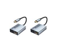 2X USB-C Ethernet Adapter 2-in-1 1000Mbps RJ45 Network Converter for Chromecast with TV Plug and Grey