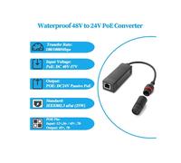 2X Waterproof Gigabit 48V to 24V PoE Converter, IEEE802.3 Af/At,100/1000Mbps PoE to 24V Adapter for Power Passive 24V
