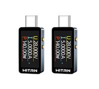 2X WITRN Medidor de Voltaje y Corriente USB CC1, Pantalla Digital PD3.1, Medidor de Potencia Tipo C de 28 V