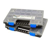 2x XL Caja organizadora con compartimentos de 345x249x50mm I Compartimiento de piezas pequeñas I Caja de tornillos I Caja de herramientas I Cajas surtidoras