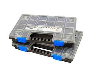 2x XL Caja organizadora con compartimentos de 345x249x50mm I Compartimiento de piezas pequeñas I Caja de tornillos I Caja de herramientas I Cajas surtidoras