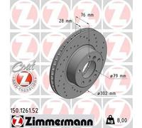 2x ZIMMERMANN 150.1261.52 Sport Coat Z Disco de freno Delantero para BMW 7 (E32)