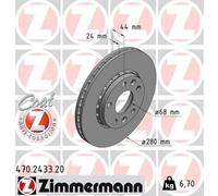 2x ZIMMERMANN 470.2433.20 Coat Z Disco de freno Delantero para RENAULT Zoe (BFM)
