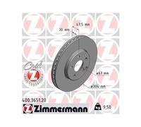 2x ZIMMERMANN Disco De Freno COAT Z Eje Delantero 304mm