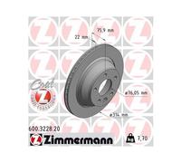 Disco De Freno Zimmermann 600.3228.20 Coat Z para Vag Eje Trasero