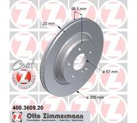 2x ZIMMERMANN Disco de freno Trasero Ø300mm Altura: 58mm Espesor: 22mm Cantidad de Taladros: 6/5 Corona de Agujeros - Ø: 112mm ventilación interna 400.3609.20 Compatible con MERCEDES-BENZ