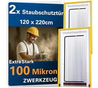 2x ZWERKZEUG® 2x Puertas protectoras contra el polvo con cremallera de 1,20 x 2,20 m extra fuerte 100 micrones Impermeable Anti-polvo Puerta protectora contra el polvo Paredes protectoras contra el