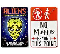 2x1 Póster de DiiliHiiri Cartel Divertido "Aliens" y " Muggles " - 30x20cm chapa- Regalo Cómico para Fans de Harry Potter - Letrero Humor | Cartel Metal (2635-273-307)