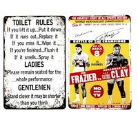 2x1 Póster de DiiliHiiri Normas divertidas para el baño de Cartel Antiguo Estilo Pub - 30x20cm | Señal de Boxeo Muhammad Ali | Placa Metálica | Decoración de Bar (2635-258-303)