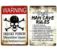 2x1 Póster de DiiliHiiri Reglas de Cueva de Hombre -30x20cm- Man Cave Rules- Chapa Cartel para Hombre de las Cavernas | Hombre Cueva | Cuevas de Machos (2635-220-297)