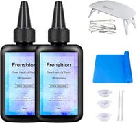 2x100G Actualización Cura Rápida Clara Resina UV de Bajo Odor + Mat + Kit de Inicio de Herramientas para la Fabricación de Joyería con Lámpara