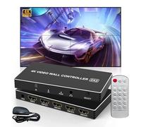2x2 HDMI Video Wall Controller 4K@30Hz,4k HDMI Multiviewer Switch,8 Modos de Empalme, rotación de 180° y Control Remoto, 4 Pantallas de TV en 1 Pantalla de Pared