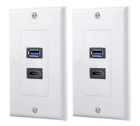 2X2 Puertos & USB 3.0 Hembra Extensor de Enchufe Salida de Panel Placa Frontal de Pared